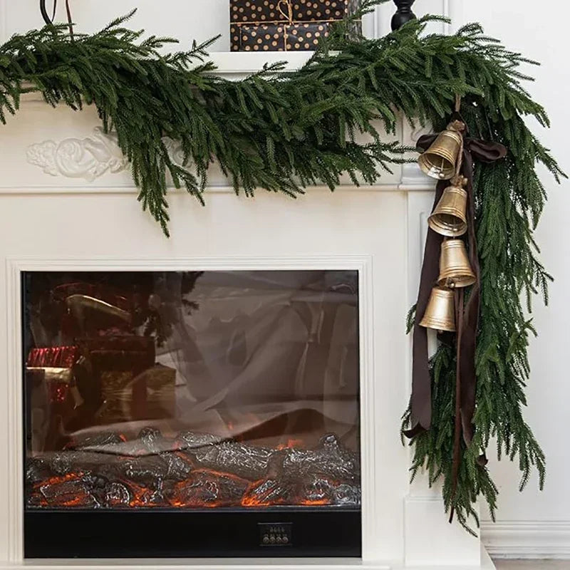 1.5/1.8/2.7M Cypress Garland – Christmas Pine Tree Decoration with Norfolk Tree Leaves for Home & Fireplace