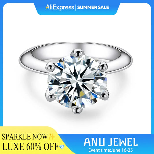 AnuJewel D Color Moissanite Engagement Ring 1–5ct — 925 Sterling Silver Gold-Plated Solitaire Ring for Women, Wholesale