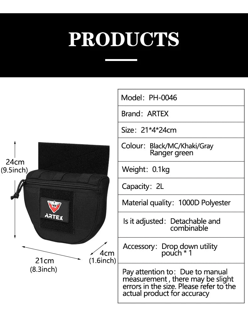 JPC/CPC Tactical Chest Pouch – Large Sub-Pouch MOLLE Expansion for Vest & Lower Belly Storage