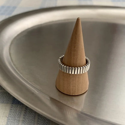 VENTFILLE 925 Sterling Silver Adjustable Ring – Vintage Hollow Line Punk Hip Hop Couple Jewelry