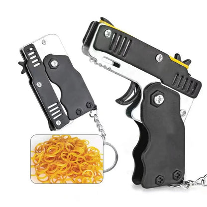 Mini Metal Gun Keychain – Folding Pistol Toy for Kids, Car Styling & Outdoor Gift