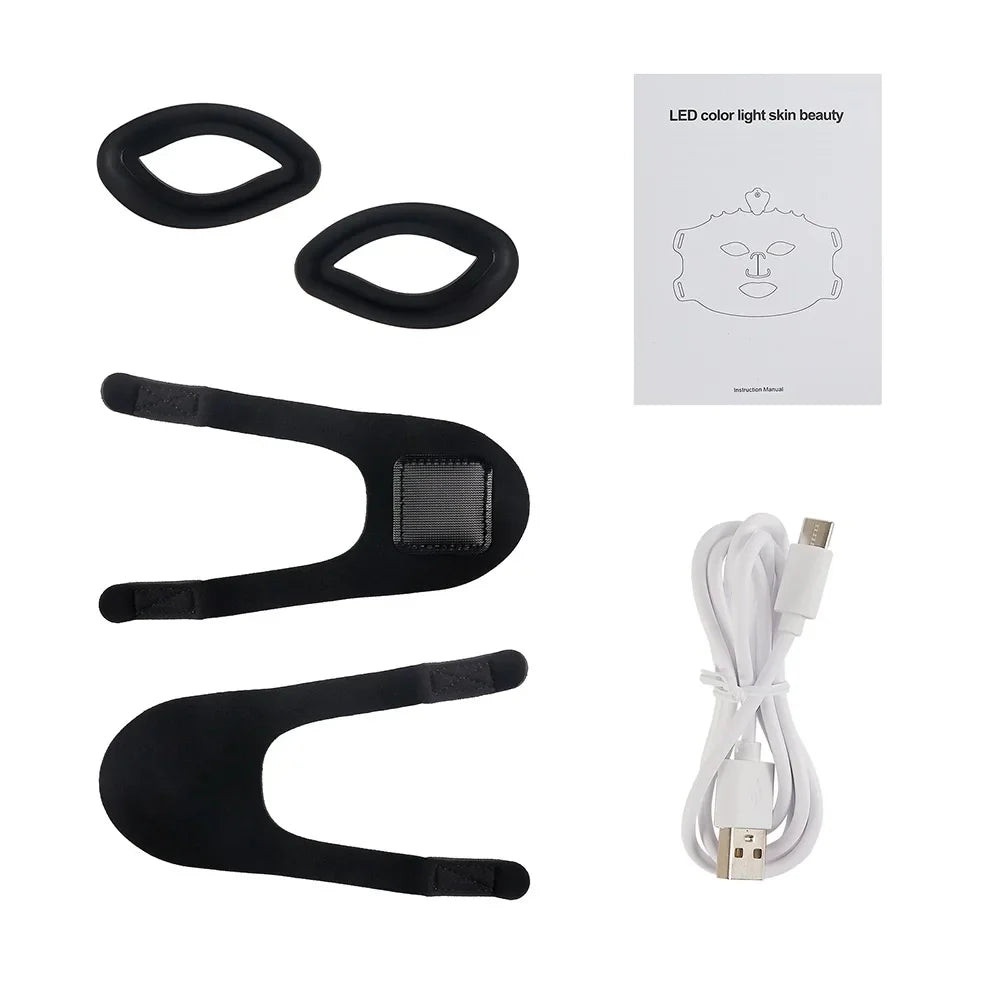 7-Color Photon Silicone LED Face Mask — 3D Facial Beauty Device with Red Light Therapy for Skin Repair & Brightening, Wireless Use