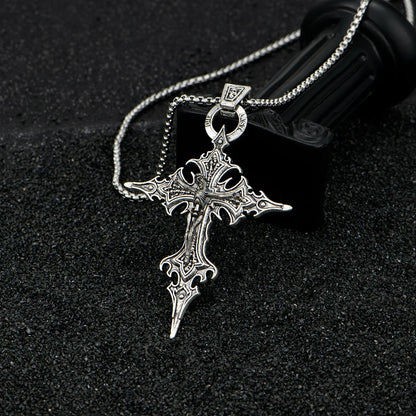 Vintage Gothic Skull Jesus Cross Necklace - Catholic Punk Religious Amulet Pendant for Men