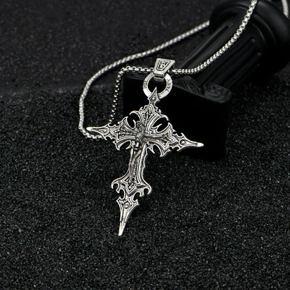 Retro Gothic Skull Cross Necklace - Personalized Halloween Pendant Jewelry for Men and Women