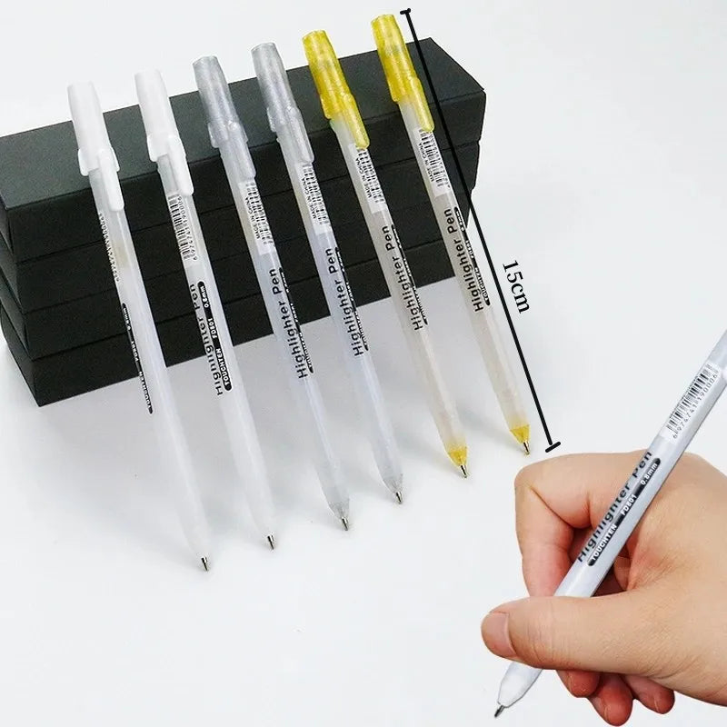 12pcs Set 0.8mm Metallic Paint Markers – Permanent Gold, Silver & White Pens for Graffiti, Writing & Drawing