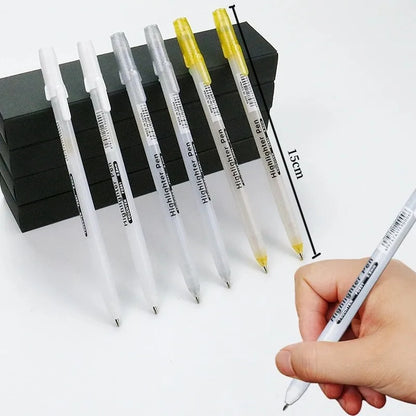 12pcs Set 0.8mm Metallic Paint Markers – Permanent Gold, Silver & White Pens for Graffiti, Writing & Drawing