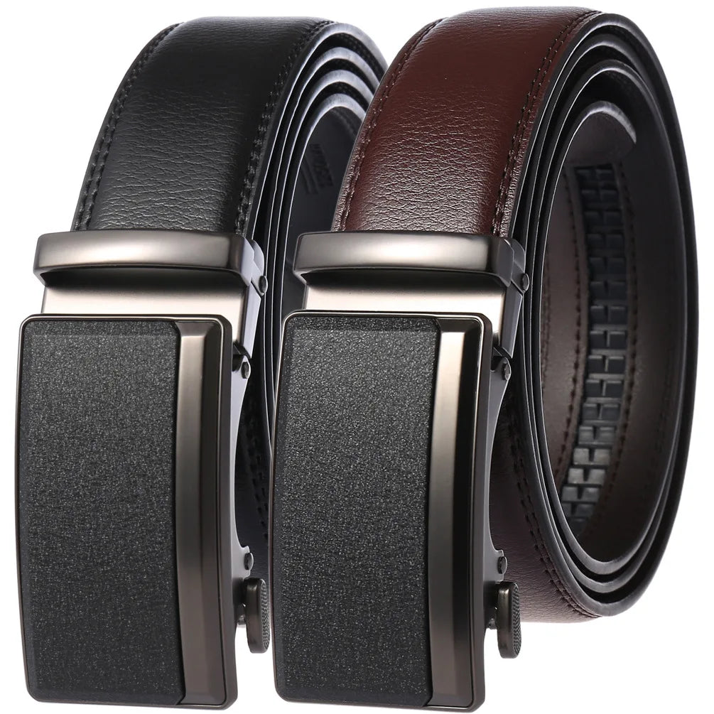 Men’s Cowskin Leather Belt – Luxury Automatic Buckle Designer Style in Black or Brown (3.5cm)