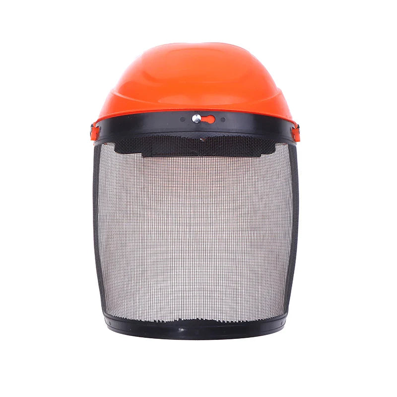 Stainless Steel Garden Grass Trimmer Safety Helmet Hat with Full Face Mesh Protective Mask for Brush Cutter Forestry Protection - 1PC