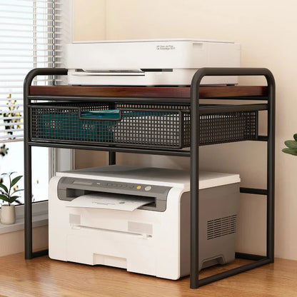 Office Printer Stand & Desktop Organizer – Foldable Multifunctional Shelf for Copier, Files & Space-Saving Storage