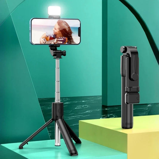 FGCLSY Monopod Remote Shutter with Fill Light — Mini Wireless Bluetooth Selfie Stick & Tripod Phone Holder for iPhone, Samsung, Xiaomi