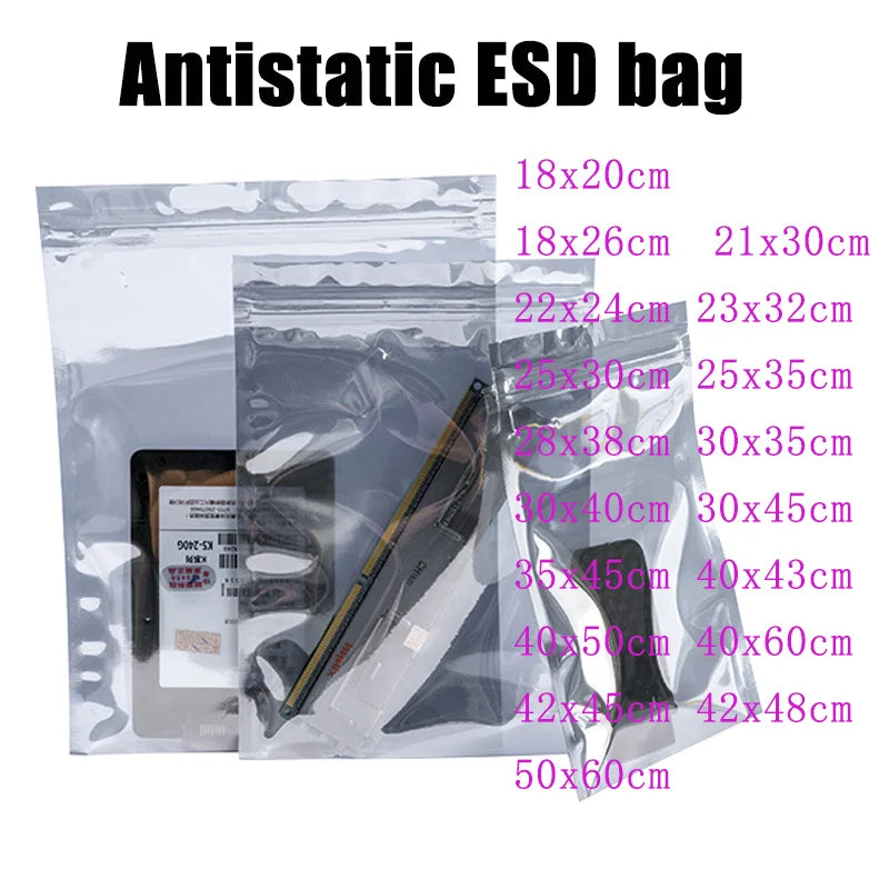 Transparent Anti-Static Shielding Bags – ESD Self-Sealing Pouches for Storage of Small Electronics & USB Accessories