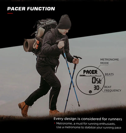 NORTH EDGE ALPS 45MM Men's Outdoor Sports Watch Waterproof Compass Metronome Carbon Fiber Case Nylon Strap
