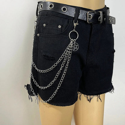 Punk Street Moon & Star Keychain – Goth Skull Rivet Waist Chain for Jeans, Unisex Rock Accessories