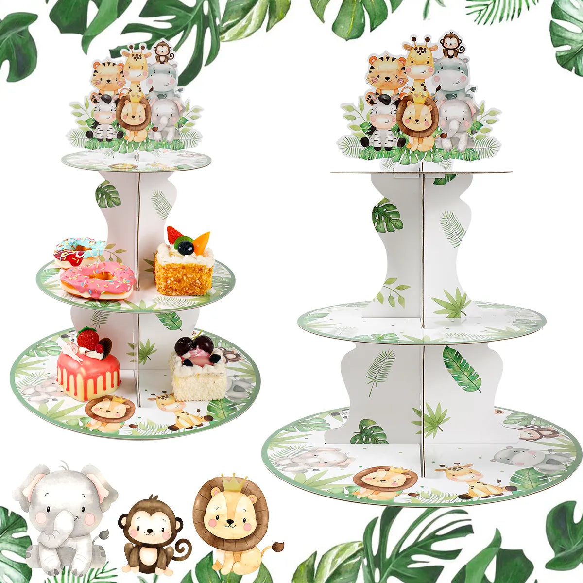 Jungle Animals Safari Cupcake Stand - Baby Shower & Birthday Party Decorations - Cupcake Holder for Kids Wild One Party Supplies