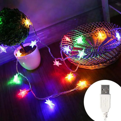 LED Star Fairy Lights - Outdoor String Garland Lights for Party, Wedding, Garden & Christmas Decor