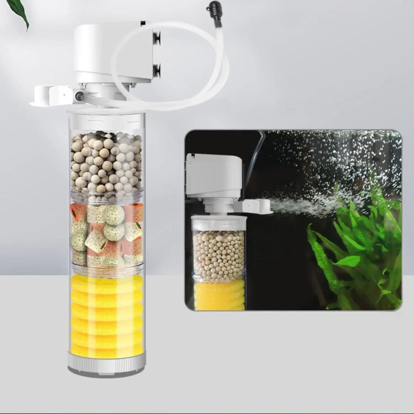 220V Silent Aquarium Filter – Submersible Water Pump with Bio Sponge, Skimmer & Waves Maker for Turtle & Fish Tanks