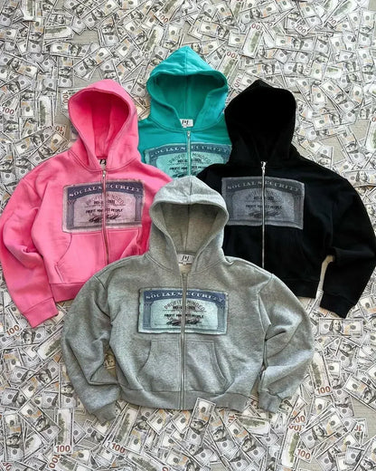 Y2K Retro Autumn Hoodies for Men & Women – Personalized Printed Street Style Long Sleeve Hooded Cardigan