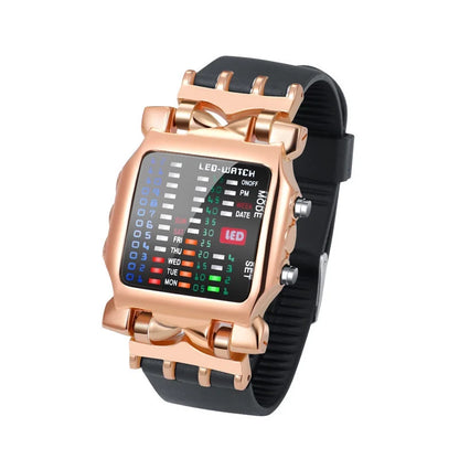 Men’s LED Crab-Style Watch — Creative Luminous Binary Electronic Waterproof Multi-Function Wristwatch
