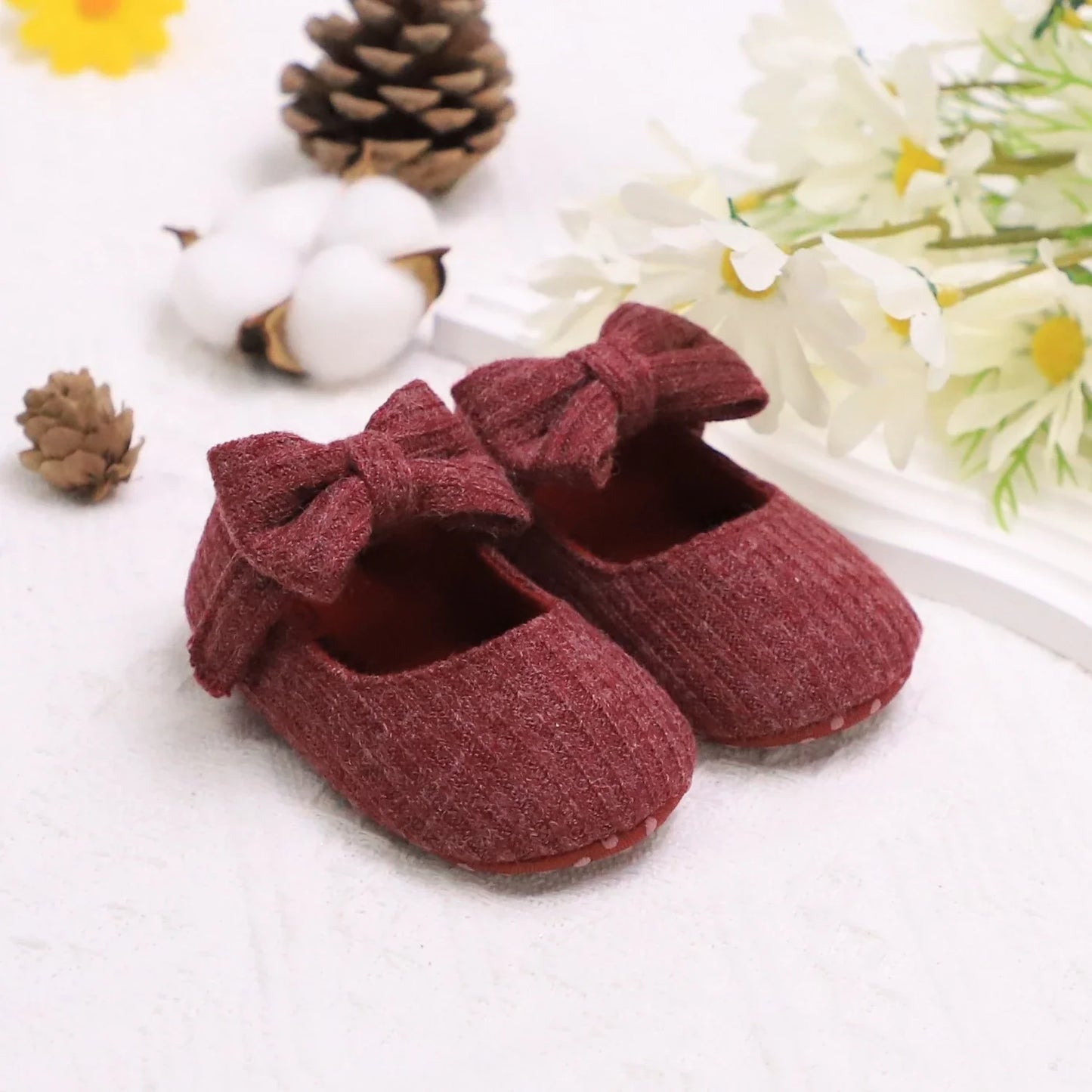 Adorable Bowknot Mary Jane Baby Girl Shoes — Lightweight Non-Slip Soft Sole for Indoor & Outdoor Walking