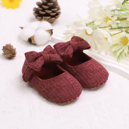Adorable Bowknot Mary Jane Baby Girl Shoes — Lightweight Non-Slip Soft Sole for Indoor & Outdoor Walking