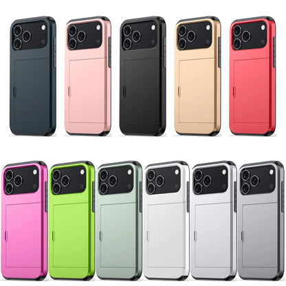 iPhone Case with Wallet & Card Holder — Shockproof Protective Cover for iPhone 17, 16, 15, 14, 13, 12, 11 Pro Max & Mini Models
