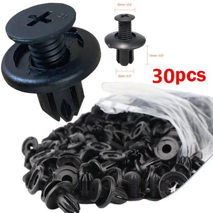5/100pcs 8mm Plastic Rivets – Black Car Bumper & Fender Fastener Clips for Toyota, Kia, Nissan, Yamaha