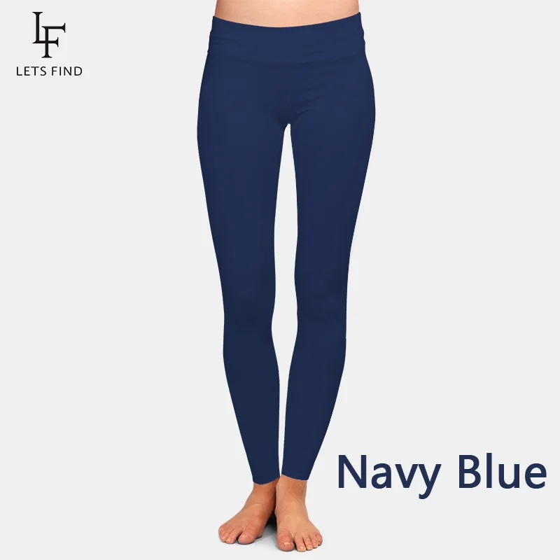 LETSFIND Women’s High Waist Full Leggings – Solid Colors, Black/Blue/Grey/Wine Red, High Elasticity & Comfort Fit