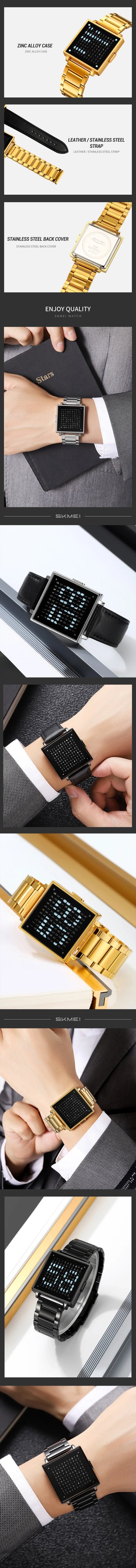SKMEI 2388 Luxury Digital LED Watch for Men – Waterproof, Date Display, Leather Strap Wristwatch