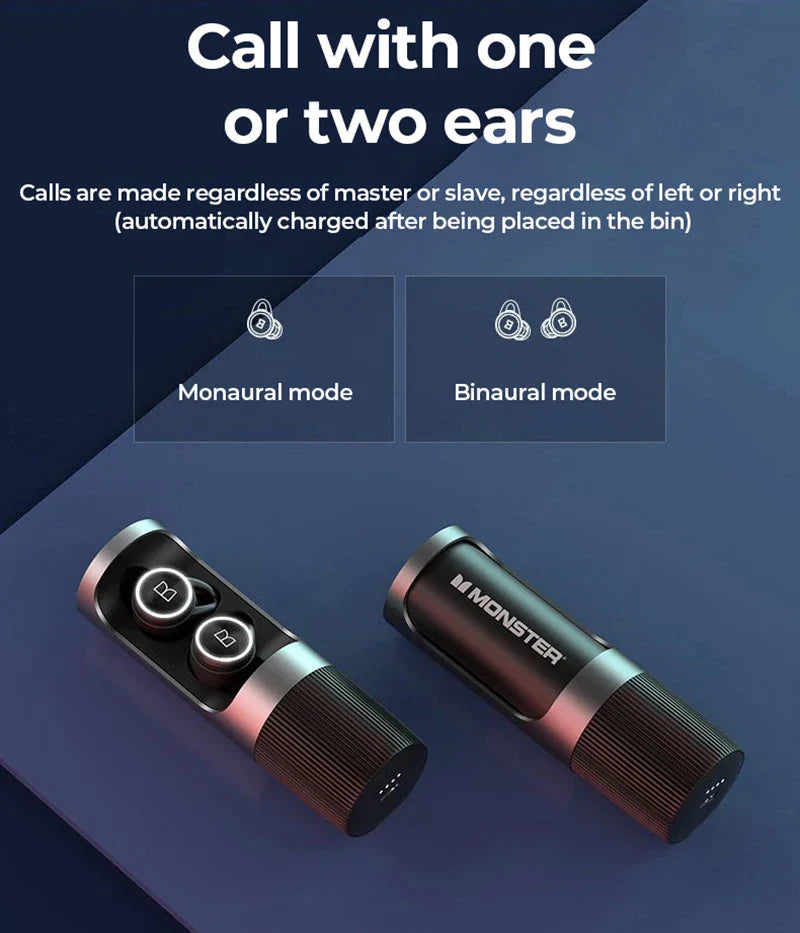 Monster Clarity 101 AirLinks TWS Earbuds | ENC Noise-Cancelling Waterproof Bluetooth Headphones