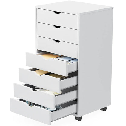 7-Drawer Wooden Chest – Mobile Storage Cabinet with Wheels, Nightstand & Office Organizer for Living Room