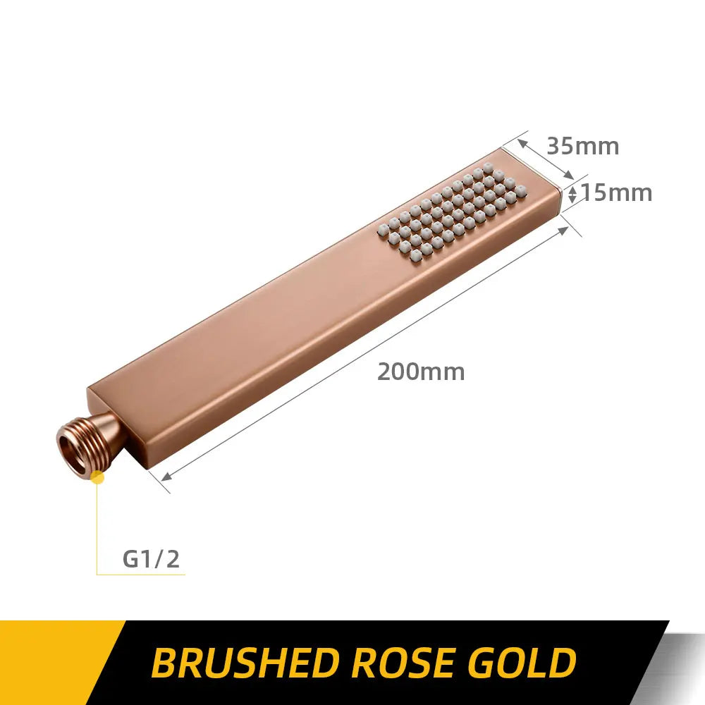 Square Handheld Shower — High-Pressure Brass Hand Shower for Bathroom