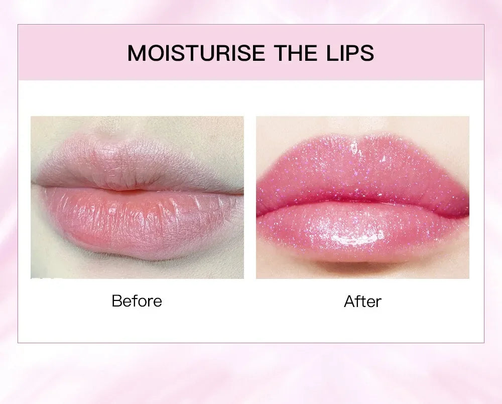 Soft Jelly Color-Changing Lipstick – Glossy Hydrating Glitter Lip Balm with Sparkling Red Shade