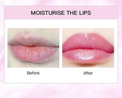 Soft Jelly Color-Changing Lipstick – Glossy Hydrating Glitter Lip Balm with Sparkling Red Shade