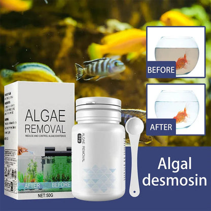 50g Algae & Moss Remover for Fish Tank, Pond, Aquarium – Green Algae & Bactericidal Removal, Improves Water Clarity