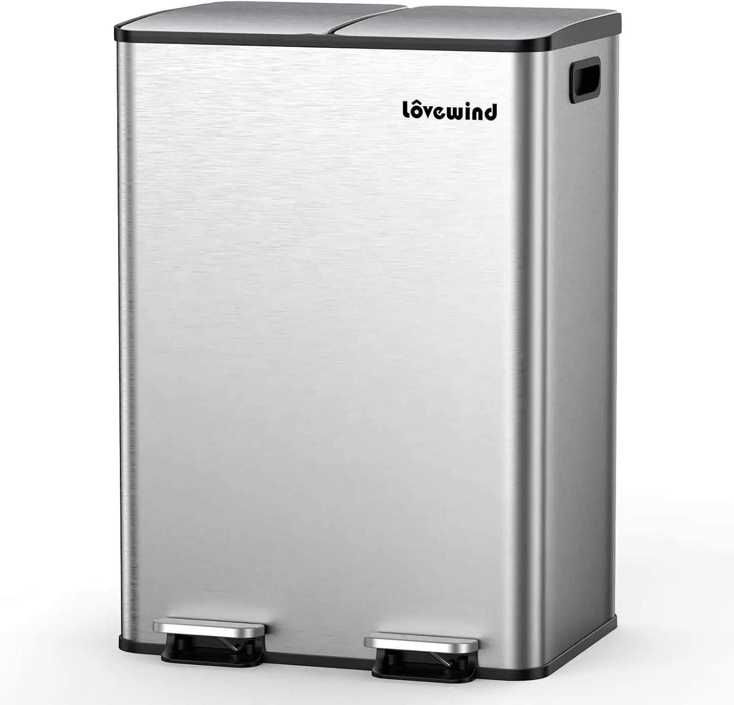 2 x 8 Gallon Stainless Steel Kitchen Trash & Recycling Bin – Dual Compartment with Soft-Close Lid