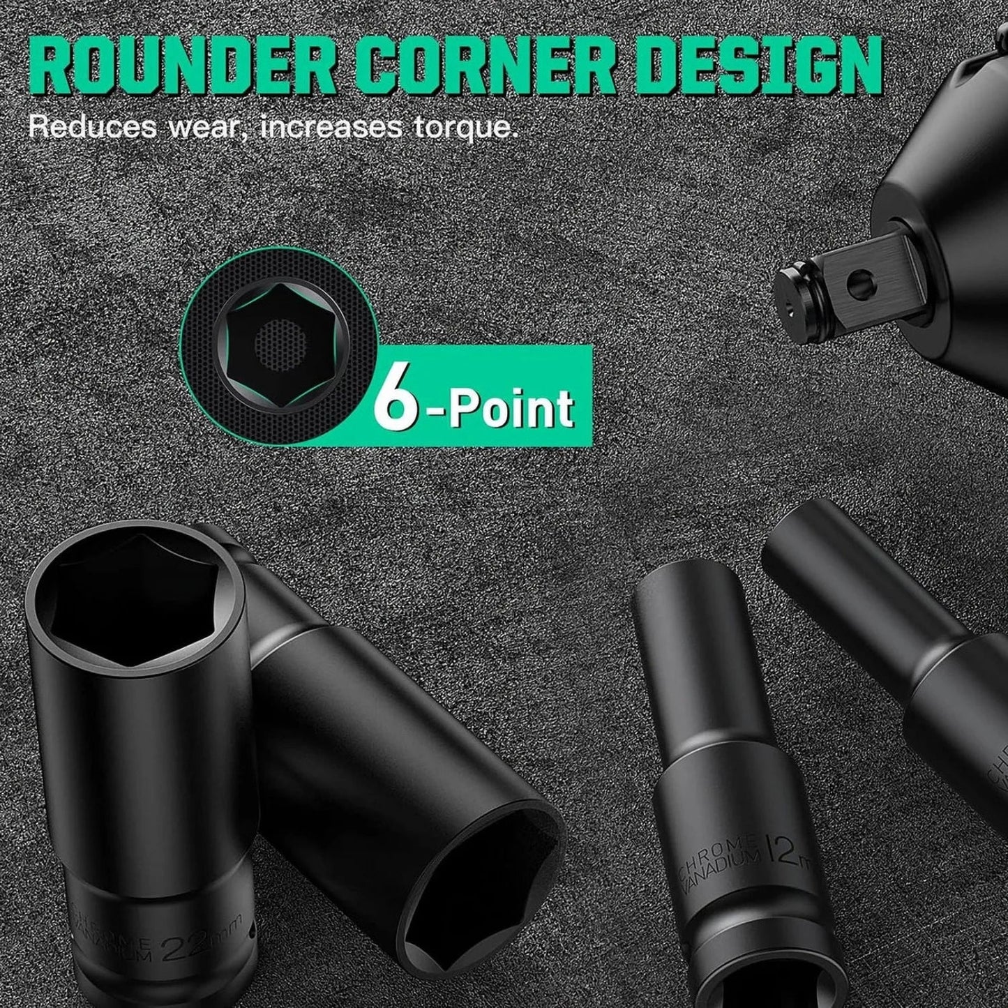 1/2-Inch Drive Impact Socket Set - 10-Piece 6-Point Metric Carbon Steel Sockets with Storage Case