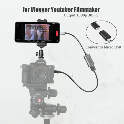 BFOLLOW Android Phone Tablet Camera Monitor HDMI Adapter - Ideal for Vloggers, YouTubers, Filmmakers - DSLR Video Capture Card