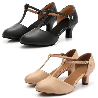 Women’s T-Strap Latin Dance Shoes – Non-Slip Ballroom & Tango Shoes with Soft Insole and Comfortable Lining
