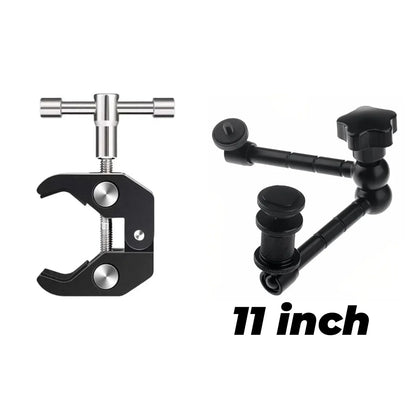 7"/11" Articulating Magic Arm with Super Clamp – DSLR Camera Rig Mount for Monitor, LED Light & Video Accessories