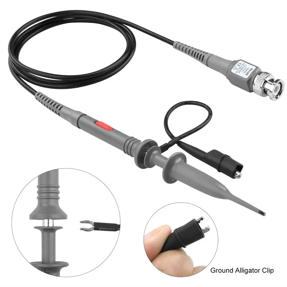 P6100 BNC Oscilloscope Probe Kit – 100MHz 1X/10X High Precision Probes with Alligator Clips & Test Leads