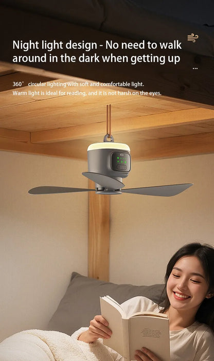 12000mAh Portable Ceiling & Camping Fan – Outdoor Tent Air Circulator and Cooling Ventilator