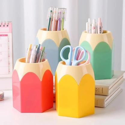Cute Pencil Holder Desk Organizer - Large-Mouth Storage Box for Pens, Stationery & Makeup Brushes