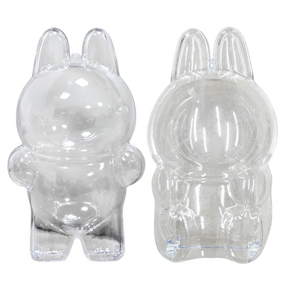 Labubu Transparent Protective Cover for Elf Doll - Cute Monster Toy Storage & Display Case for Party Plushies