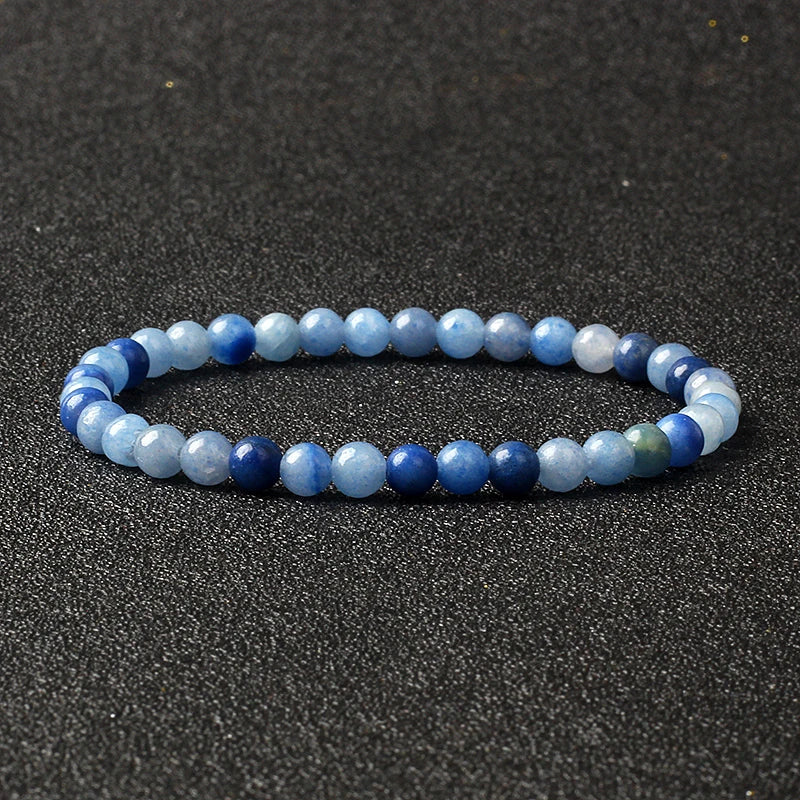 4mm Natural Stone Bead Stretch Bracelet for Men & Women – Agate Lava Handmade Reiki Crystal Jewelry