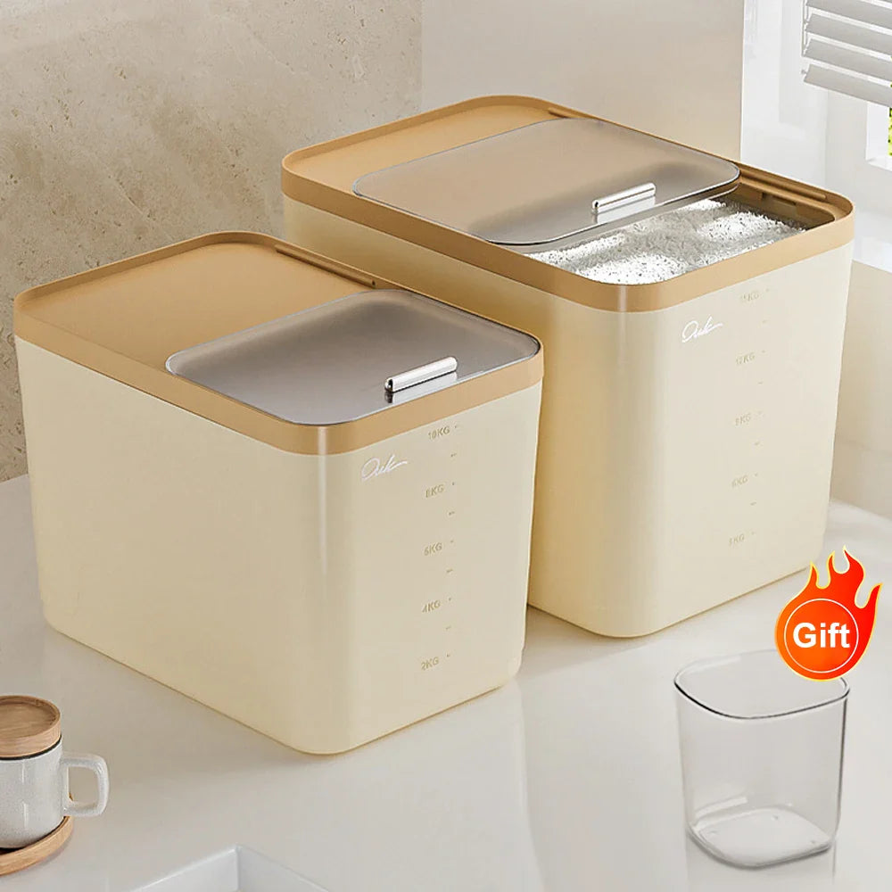 10KG Rice Storage Container & Pet Food Box - Sealed Cereal Dispenser with Buckle, Insect-Proof Grain Organizer for Kitchen