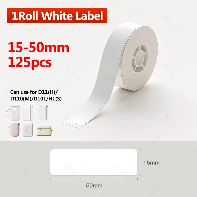 Niimbot D11/D110/D11H/D110M Label Sticker Paper, Self-Adhesive Waterproof Pure White Thermal Printer Labels for Home & Office Use