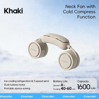 Portable Personal Neck Fan – 3-Speed Cooling with Cold Compress, Dual 800mAh Battery Mini Electric Fan for Outdoor Travel & Sports