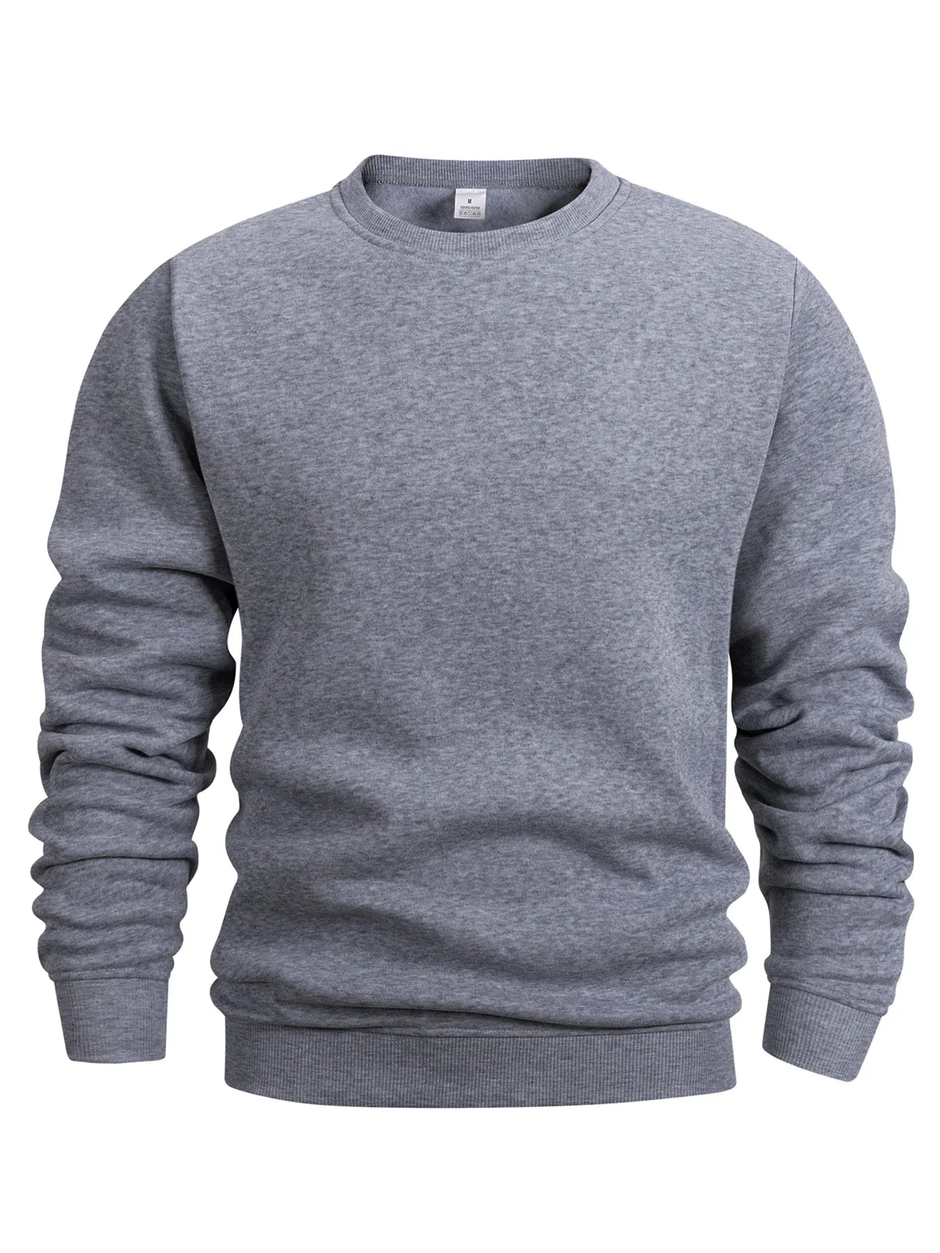 Men’s Crew Neck Sweatshirt — Solid Color Casual Long Sleeve Pullover for Spring Outdoor Sportswear