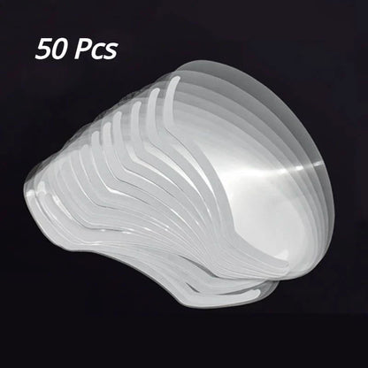 25/50pcs Disposable M-Shaped Clear Face Shields – Makeup, Shower, Barber Masks for Salon Use