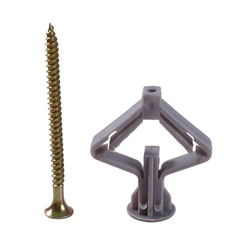 50/100Pcs Self-Drilling Drywall Anchor Kit with Screws – Nylon Expansion Anchors for Gypsum Board & Wall Mounting
